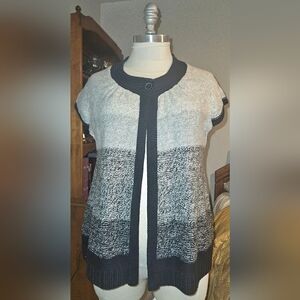 Gray To Black Open Front Cardigan
